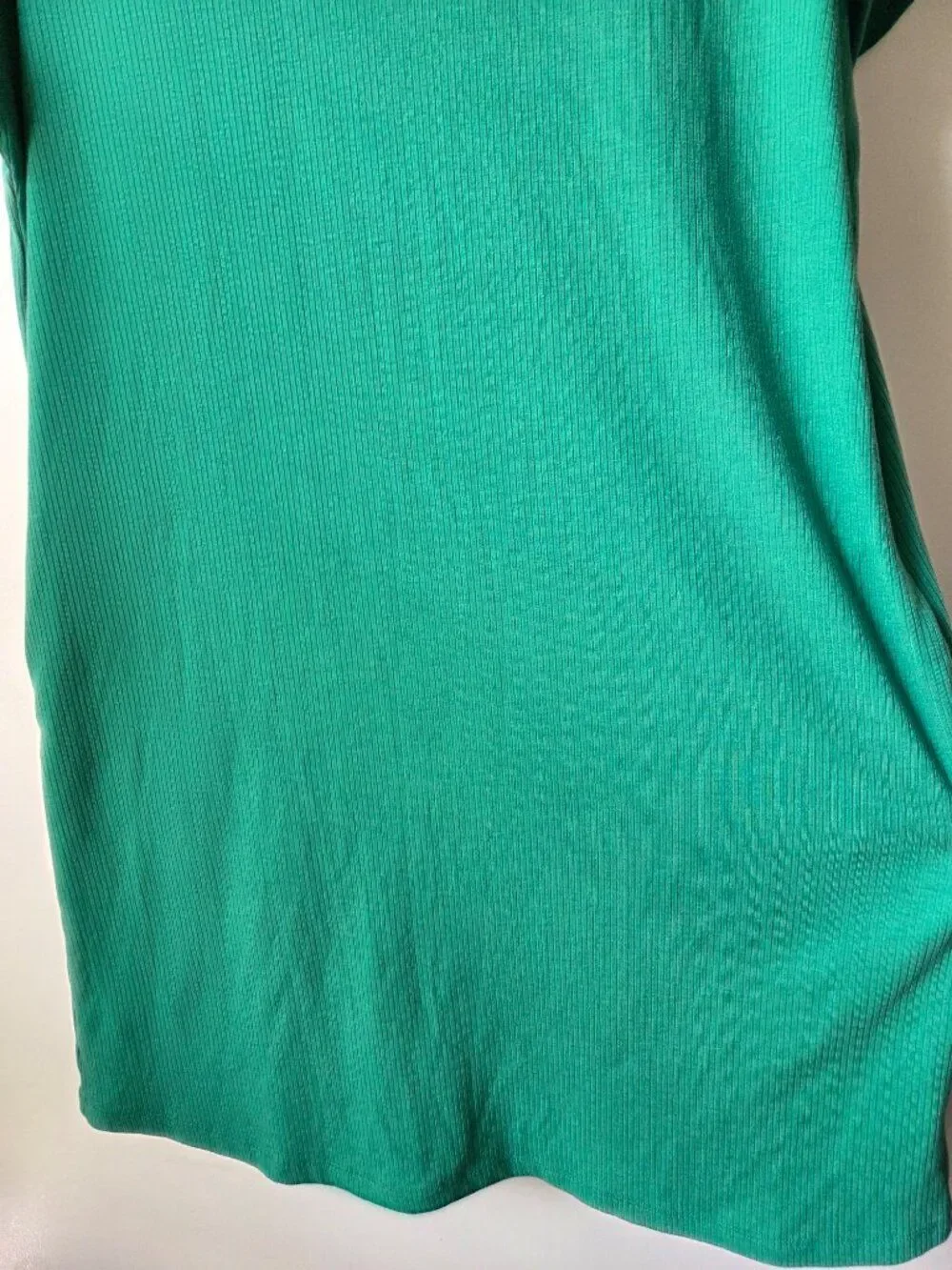 EUC STACCATO GREEN CAP SLEEVES RIBBED T SHIRT DRESS SHORT SZ L